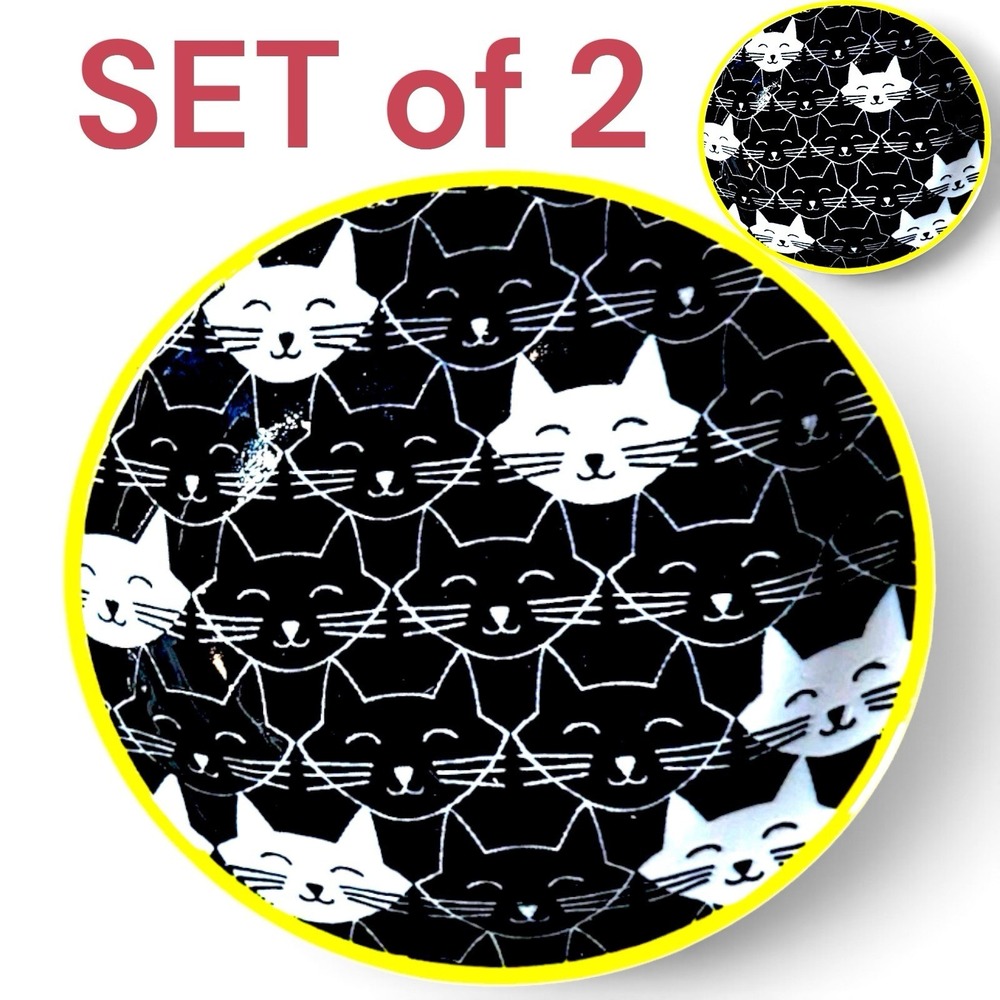Ore' Originals Happy Cats Cat Set of 2 Dipping Prep Bowls Mini Ceramic Dish 3.7"